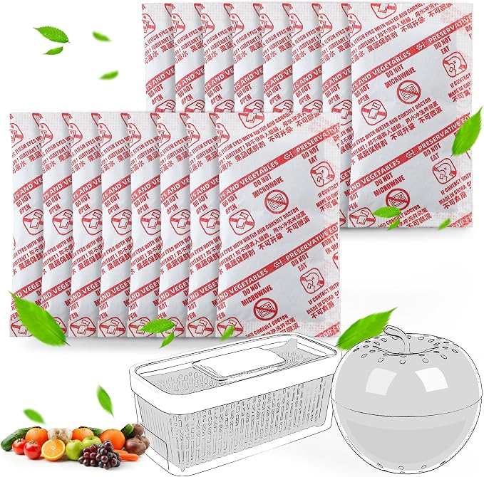 16 Pack Produce Saver Refill Kit, Ethylene Gas Absorber Refills, Red | Ethylene Gas Absorber Refills for Produce Keeper and Crisper Inserts, Fridge Keep Fresh, Fruits & Vegetables Storage