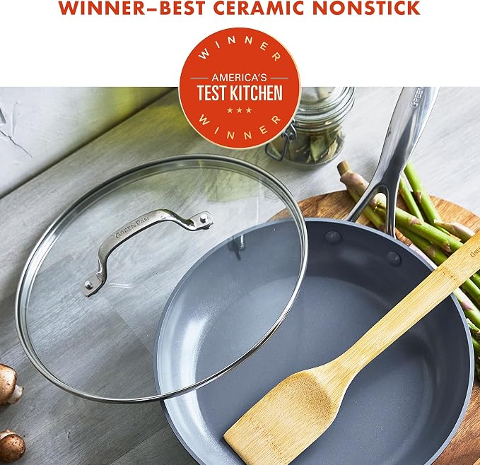 GreenPan Valencia Pro 10" Ceramic Nonstick Frying Pan with Lid | PFAS-Free Nonstick Skillet, Induction Ready, All Stovetop Compatible, Eggs & Omelets, Dishwasher Safe, Oven Safe up to 600F