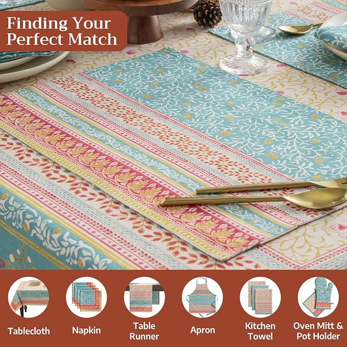 Maison d' Hermine Placemats Set of 4 Reusable 100% Cotton (13"x19") | Cloth Place Mats Washable Table Mats for Kitchen Dining Party Wedding Hotel Home Thanksgiving Christmas - Carpo