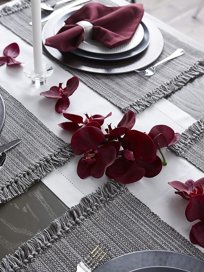 DII Variegated Tabletop Collection, Placemat Set3x19, Gray, 6 Piece