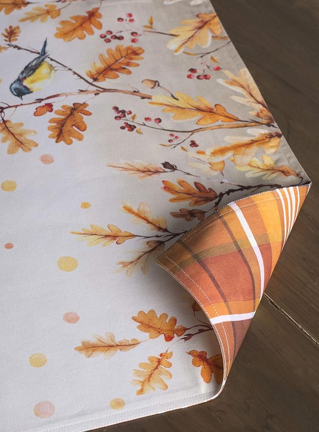 Maison d' Hermine Placemats Set of 4 Reusable 100% Cotton (13"x19") | Cloth Place Mats Washable Table Mats for Kitchen Dining Party Wedding Hotel Home Thanksgiving Christmas - Oak Leaves