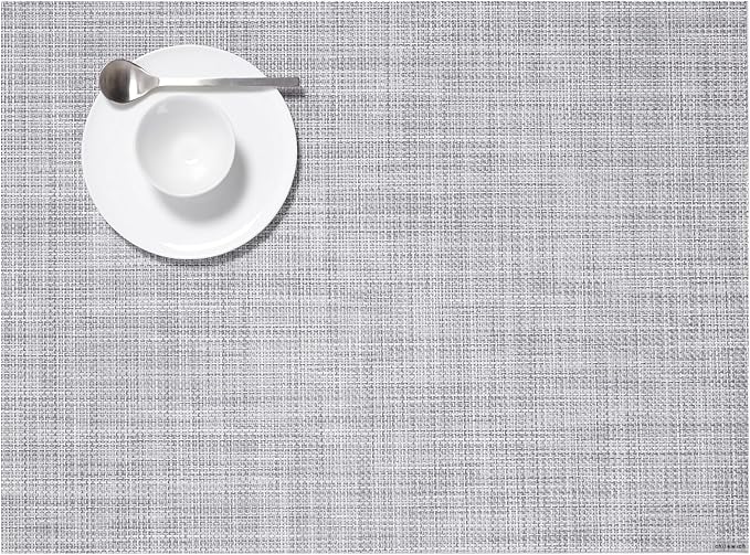 Chilewich Mini Basketweave Placemats, Woven Rectangle Placemats Set of 4 | Easy Care Woven Tabletop Textiles, Indoor/Outdoor, Mist, 19" x 14"