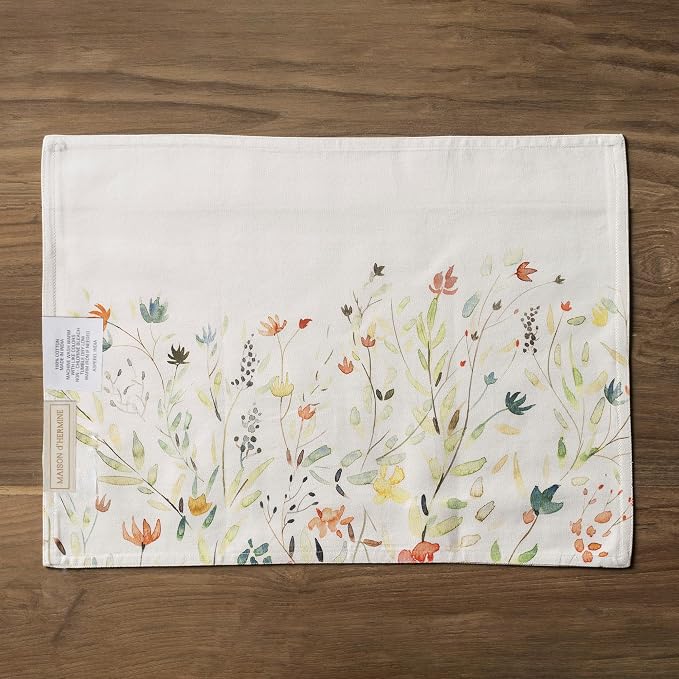 Maison d' Hermine Placemats Set of 4 Reusable 100% Cotton (13"x19") | Cloth Place Mats Washable Table Mats for Kitchen Dining Party Wedding Hotel Home Restaurant Spring Summer - Colmar