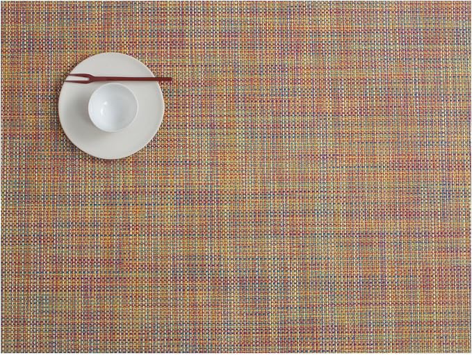 Chilewich Mini Basketweave Placemats, Woven Rectangle Placemats Set of 4 | Easy Care Woven Tabletop Textiles, Indoor/Outdoor, Confetti, 19" x 14"