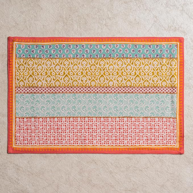 Maison d' Hermine Placemats Set of 4 Reusable 100% Cotton (13"x19") | Cloth Place Mats Washable Table Mats for Kitchen Dining Party Wedding Hotel Home Restaurant Spring Summer - Provence