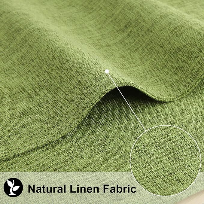 Faux Cotton Linen Placemats Set of 6, Cloth Washable Farmhouse Dining Table Mats for Indoors & Outdoors, Easy to Clean, Grass Green, 13 x 19 Inch
