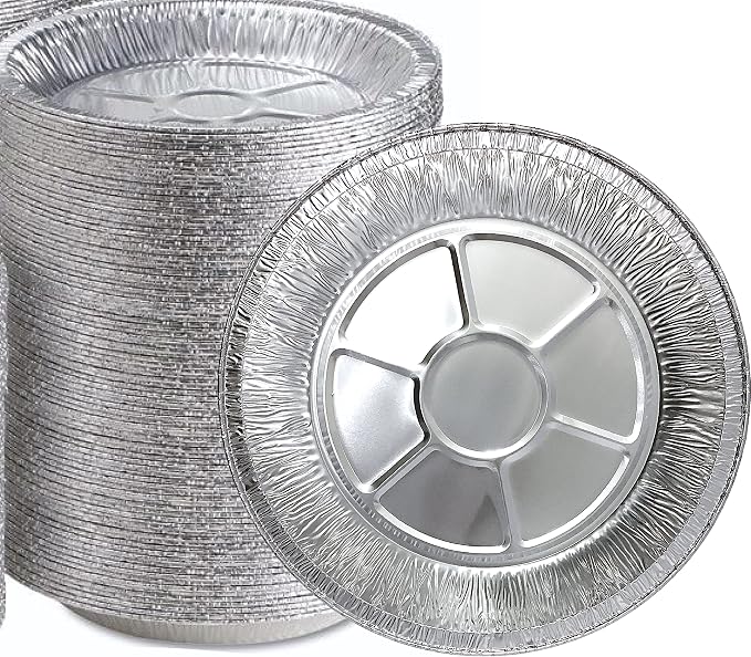 9" Aluminum Foil Pie Tins (25 Pack), Disposable Aluminum Pie Pans, Foil Pans for Baking, Cooking, Freezer Safe, Round Foil Pans, Foil Plates Perfect for Quiche, Tarts, Pies, & Takeout Spare Essentials
