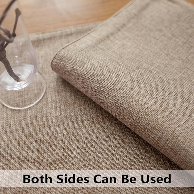Demetex Linen Placemats Set of 6 Heat Resistant Wipeable Cloth Table Place Mats for Dining Table Indoor Restaurants, 13 x 19 inches, Linen