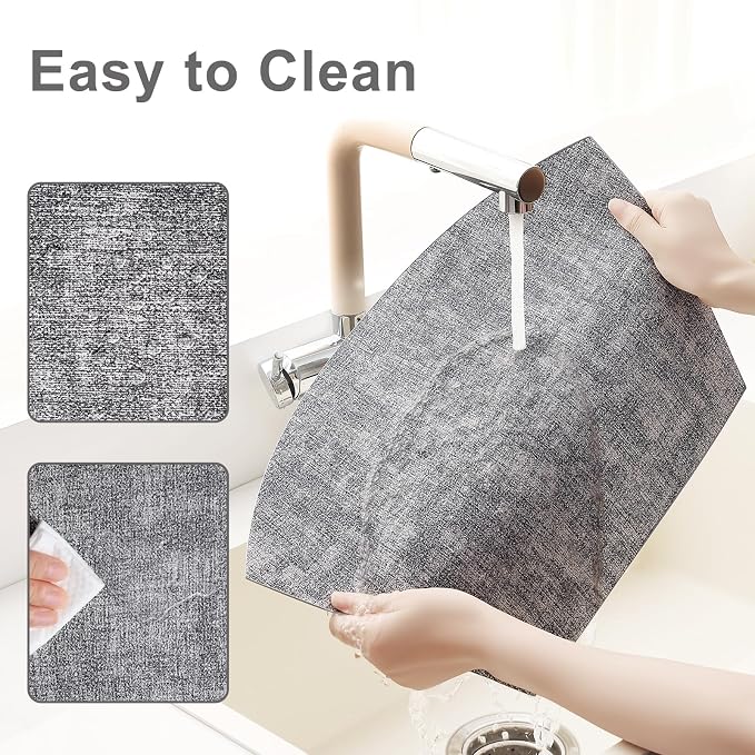 Homaxy Wedge Faux Leather Placemats for Round Table, Set of 6, Black & White