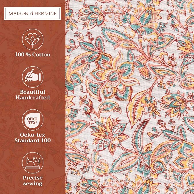 Maison d' Hermine Placemats Set of 4 Reusable 100% Cotton (13"x19") | Cloth Place Mats Washable Table Mats for Kitchen Dining Party Wedding Hotel Home Thanksgiving Christmas - Nila