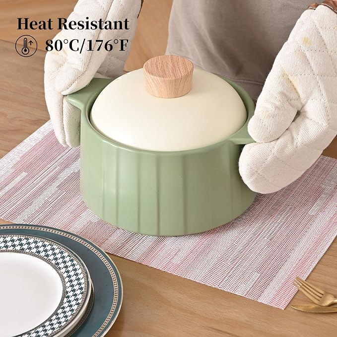 Leetaltree Misty Rose Placemats Set of 4 - Heat Resistant Non-Slip Place mats for Dining Table, Washable Durable PVC Vinyl Woven Table Mats（Misty Rose, 4）