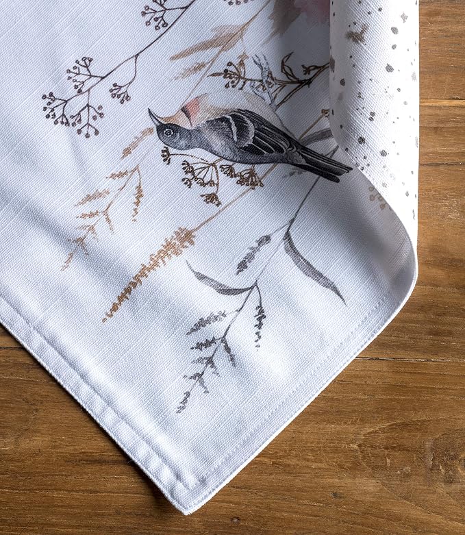 Maison d' Hermine Placemats Set of 4 Reusable 100% Cotton (13"x19") | Cloth Place Mats Washable Table Mats for Kitchen Dining Party Home Restaurant Spring Summer - Meadow Florals - Brown