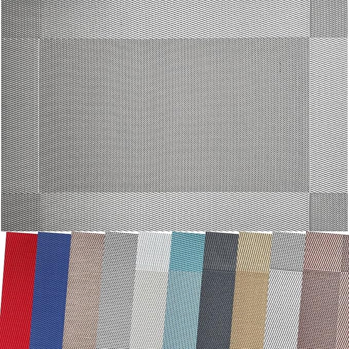 Vinyl Placemats Heat-Resistant Table Mats Washable Easy Clean Plastic Placemats for Dining Table Set of 6 (Gray)