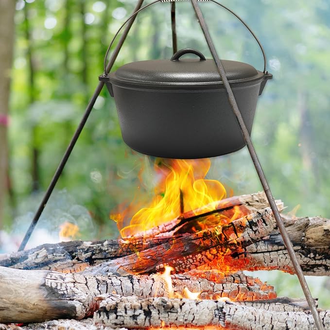 Cuisiland 9 Quart Cast Iron Dutch Oven with Dome Lid, Bail Handle | Pre-Seasoned Large Capacity