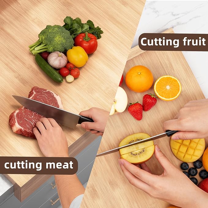 Wooden Pastry Board, Cutting Board with Counter Edge, Reversible Kneading Board for Rolling Dough Bread, Chopping Board with Lip 24X 15.8 in (bamboo D)