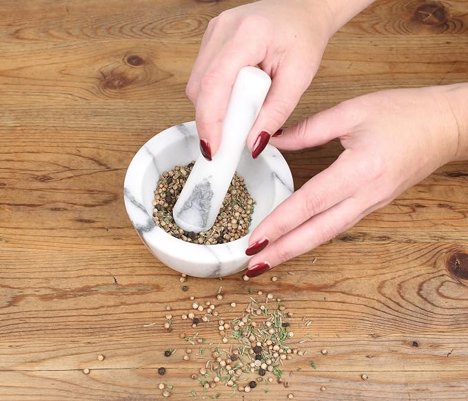 RSVP White Marble Mortar and Pestle