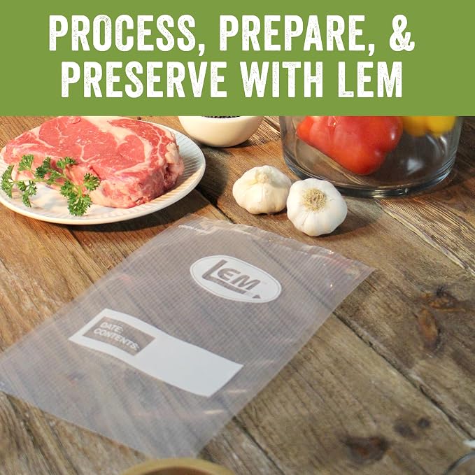LEM Products MaxVac Gallon Vacuum Sealer Bags, 11" x 16", 28 Count | Puncture Resistant, Compatible with Major Vacuum Sealer Brands, Helps Prevent Freezer Burn and Preserves Freshness and Flavor