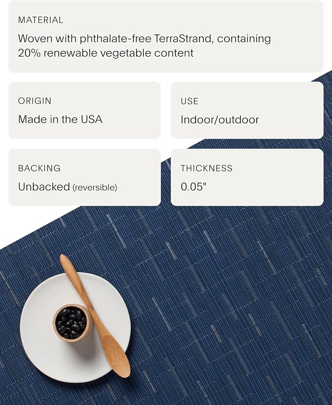 Chilewich Bamboo Placemats Set of 4, Woven Oval Placemats | Reusable, Stain-Resistant, Indoor/Outdoor Tabletop Protection, 19" x 14", Lapis