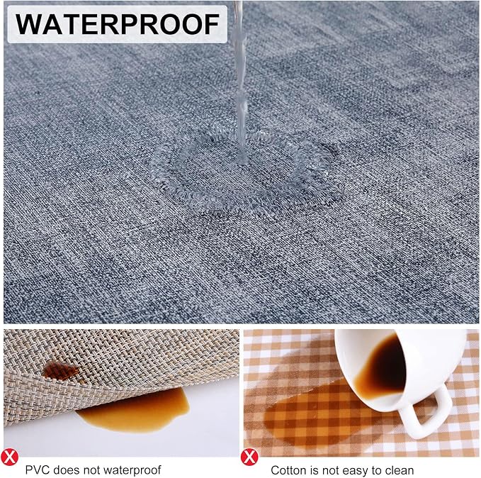 Faux Leather Heat Resistant Placemats 12 Packs, Waterproof Wipeable Dining PU Place Mats for Indoor & Outdoor, Easy to Clean, Denim Blue