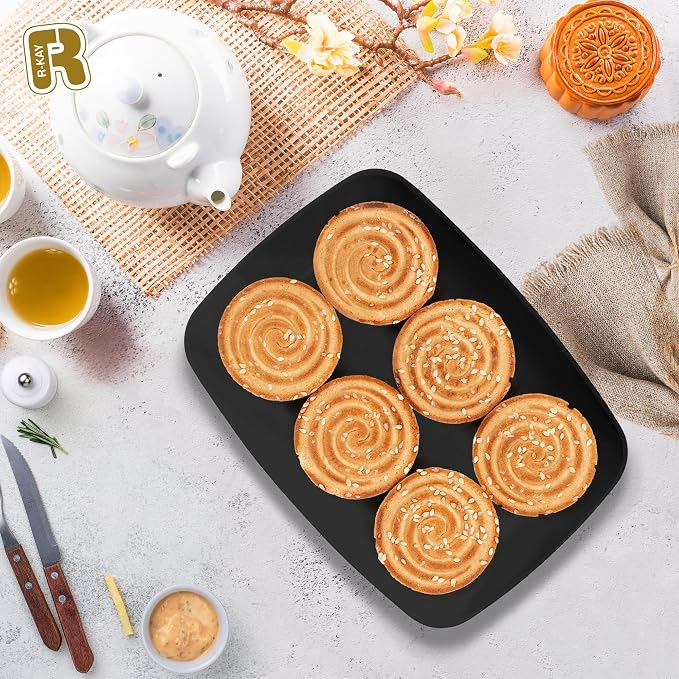 R-kay 6 Pack Plastic Serving Trays - 12.75 x 8.25, Party Platters - Black