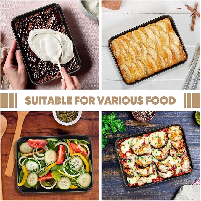 E-far Baking Sheet Set of 2, 9" x 7" x 1" Small Cookie Sheet Pan for Baking | Nonstick Carbon Steel, Half Sheet Baking Pans Trays for Toaster Oven, Roasting/Cooking, Non-toxic & Healthy, Easy Clean