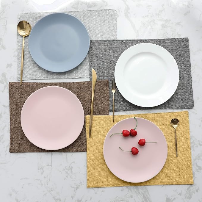 Home Brilliant Cloth Placemats Set of 4 Linen Placemat Washable Heat Resistant Dining Table Place Mats for Kitchen Table Holiday Dinner Decoration, Yellow