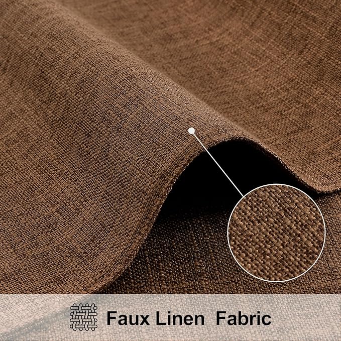 Faux Cotton Linen Placemats Set of 4, Cloth Washable Farmhouse Dining Table Mats for Indoors & Outdoors, Easy to Clean, Brown, 13 x 19 Inch