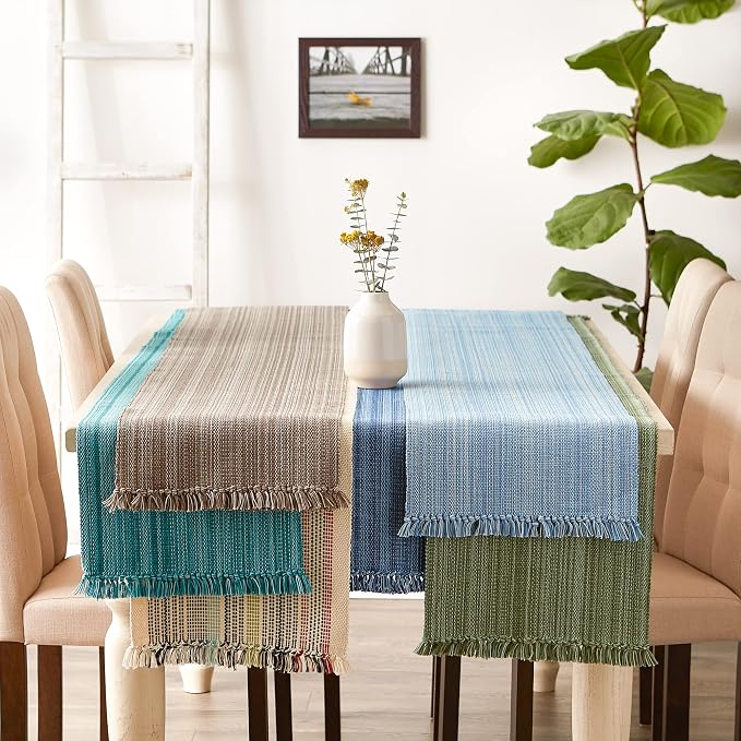 DII Variegated Tabletop Collection, Table Runner, 13x72, Nautical Blue