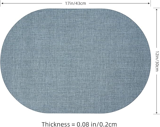 Faux Leather Placemats Set of 4, Wipeable Waterproof Stain Resistant Table Mats, Heat Resistant Thick Placemats with Hand-Painted Edges for Kitchen Dining, Imitative Linen Texture, Various Shapes