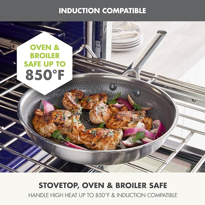 GreenPan Hybrid 2 Piece (9.5" & 11") Stainless Steel & Ceramic Skillet Set | APEX Tri-Ply Pan, PFAS-Free Thermobond Nonstick, Induction & All Cooktop Compatible, Dishwasher & Oven Safe to 850F, Silver
