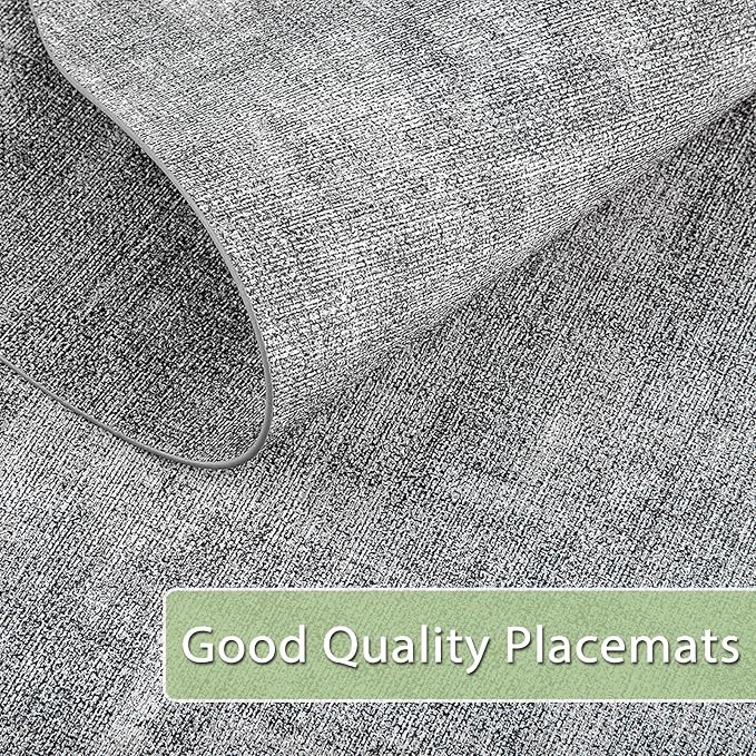 Placemats for Dining Table Set of 8 Non-Slip, Heat Resistant Leather Placemat Double Layer, Waterproof Table Mats Easy to Clean for Kitchen Dining Room Coffee Office Table, Grey