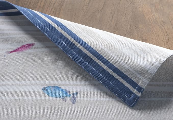 Maison d' Hermine Placemats Set of 4 Reusable 100% Cotton (13"x19") | Cloth Place Mats Washable Table Mats for Kitchen Dining Party Wedding Hotel Home Restaurant Spring Summer - Poisson