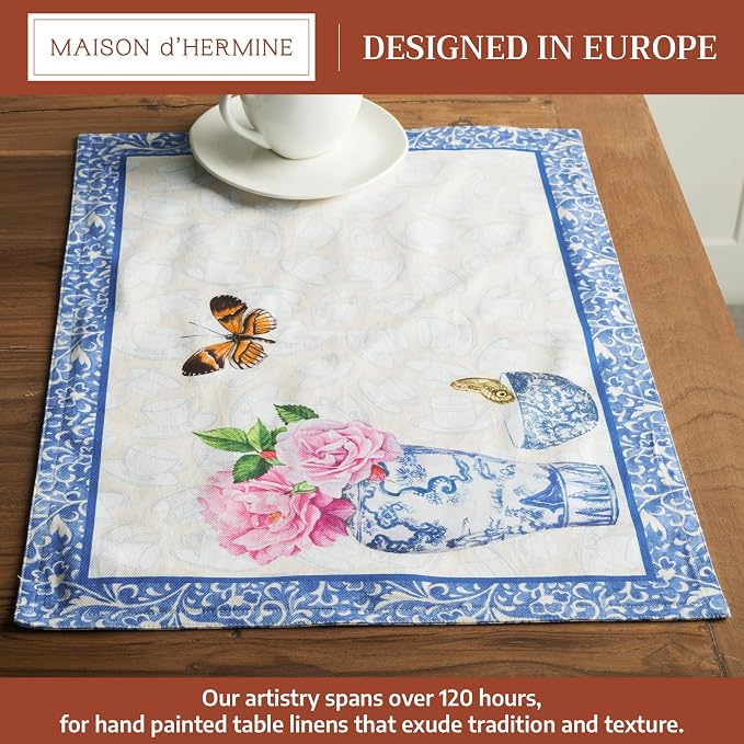 Maison d' Hermine Placemats Set of 4 Reusable 100% Cotton (13"x19") | Cloth Place Mats Washable Table Mats for Kitchen Dining Party Wedding Hotel Home Restaurant Spring Summer - Canton