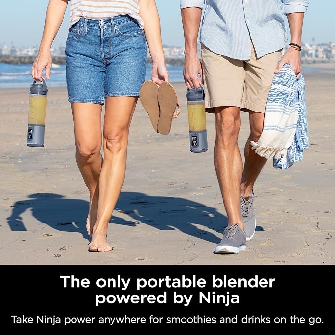 Ninja BC151NV Blast Portable Blender, Cordless, 18oz. Vessel, Personal Blender-for Shakes & Smoothies, BPA Free, Leakproof-Lid & Sip Spout, USB-C Rechargeable, Dishwasher Safe, Denim Blue (Renewed)