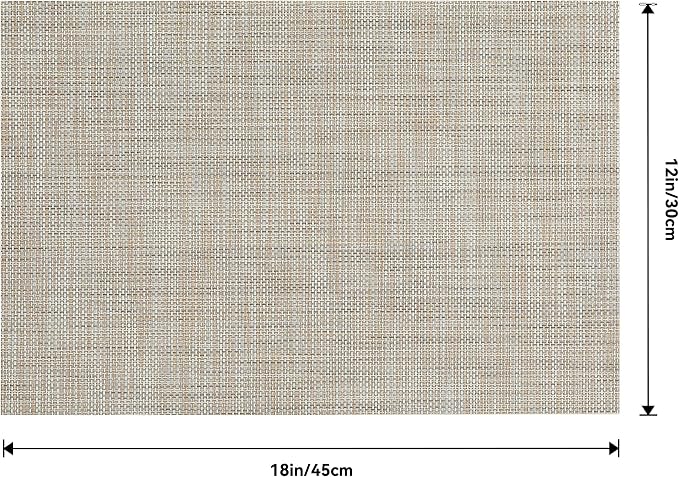 Leetaltree Linen Yellow Placemats Set of 12 - Heat Resistant Non-Slip Place mats for Dining Table, Washable Durable PVC Vinyl Woven Table Mats（Linen Yellow, 12）