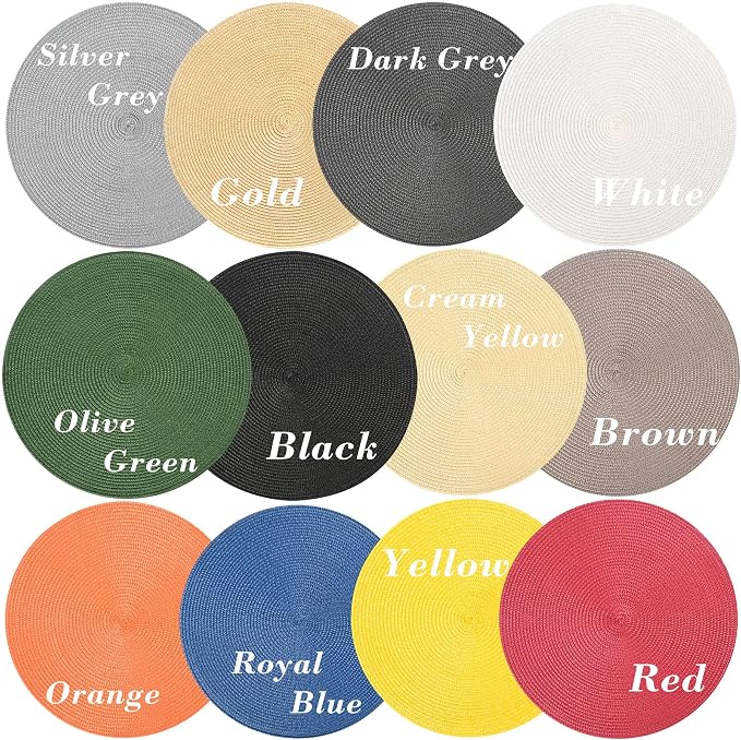 Zupro Round Placemats Set of 6,Braided 15 inch Table Mats Heat Resistant Non-Slip Washable,for Kitchen Dining Tables Four Seasons Dinner Parties Thanksgiving Christmas and Everyday Use.Royal Blue