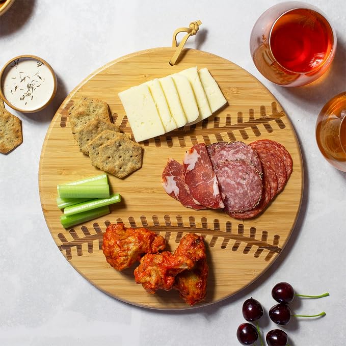 Totally Bamboo Baseball Shaped Bamboo Wood Cutting Board and Charcuterie Board, Great Gift for Baseball Fans