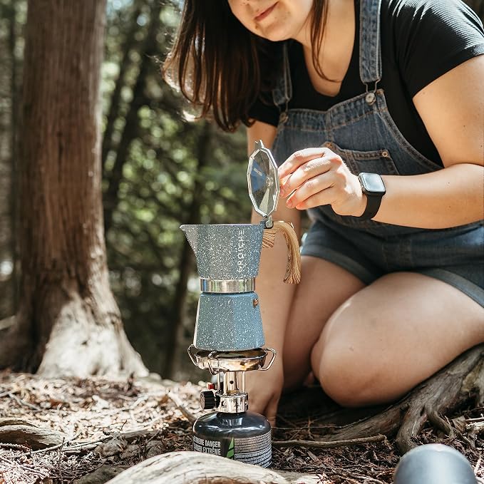 GROSCHE Milano Moka pot, Stovetop Espresso maker, Greca Coffee Maker, Stovetop coffee maker and espresso maker percolator (Indigo, 9 cup) | Cuban Coffee Maker And Italian Moka Pot For Stovetop Espresso; For Gas, Electric, And Propane Stoves With A Soft...