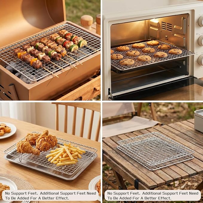 Disposable Grill Rack Grids,Stainless Steel BBQ Roasting Rack or Baking,Cooling Rack,Oven Dishwasher Safe,For Oven and outdoor Barbeque (12, 12 "x 8")