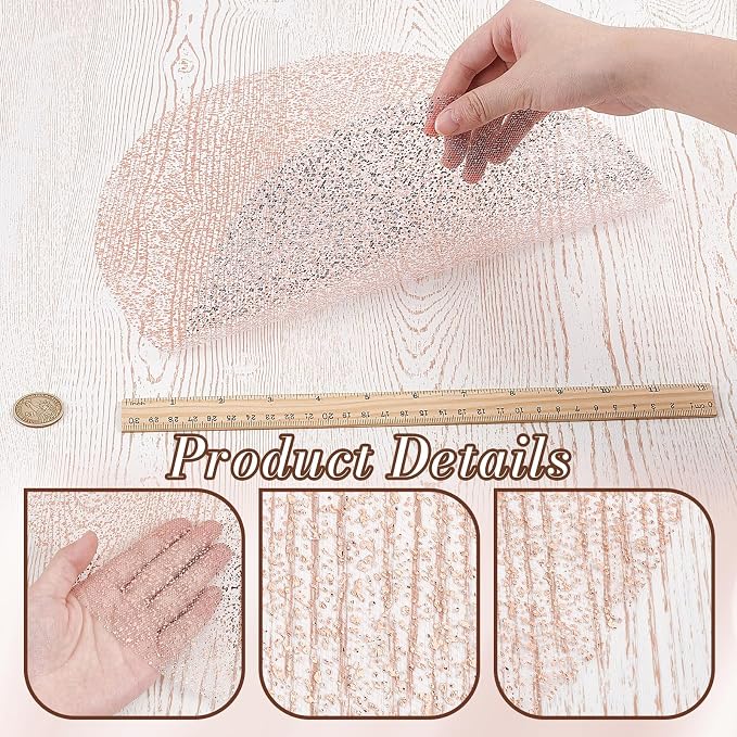 120PCS Disposable Gold Placemats Set, 13 in Rose Gold Foil Table Mat Bulk | Metallic Mesh Pressed Round Charger Doilies for Table, Paper Placemats for Wedding Birthday Dining Party Home Decor