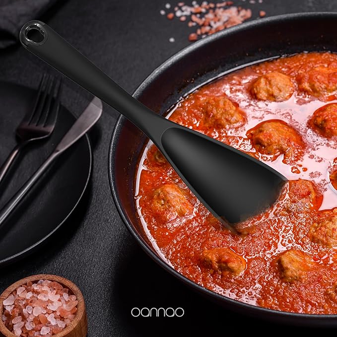 Silicone Kitchen Utensils Set,Utensils Sets for Cooking,Dishwasher Safe | Seamless Spatula Set,Nonstick Cookware, BPA-Free,Heat Resistant up to 600°F, House warming Gift,Black