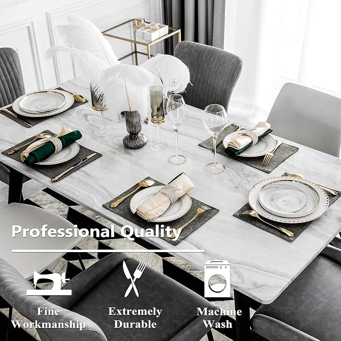 Home Brilliant Table Place Mats Fabric Cloth Placemats Set of 4 Heat Resistant Dining Linen Place Mats Kitchen, Dark Grey