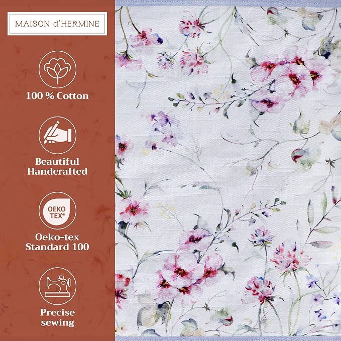 Maison d' Hermine Placemats Set of 4 Reusable 100% Cotton (13"x19") | Cloth Place Mats Washable Table Mats for Kitchen Dining Party Wedding Hotel Home Restaurant Spring Summer - Summer Floral