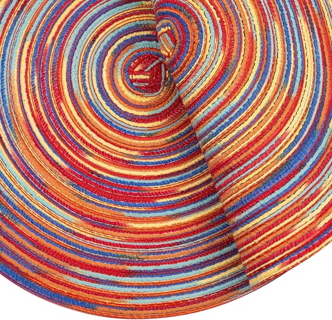 SHACOS Round Braided Placemats Set of 6 Table Mats Colorful Place Mats for Dining Tables Holiday Party Decor (Rainbow Red, 6)