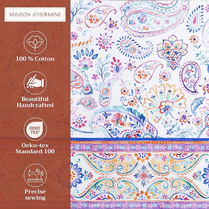 Maison d' Hermine Placemats Set of 4 Reusable 100% Cotton (13"x19") | Cloth Place Mats Washable Table Mats for Kitchen Dining Party Wedding Hotel Home Restaurant Spring Summer - Indian Floral