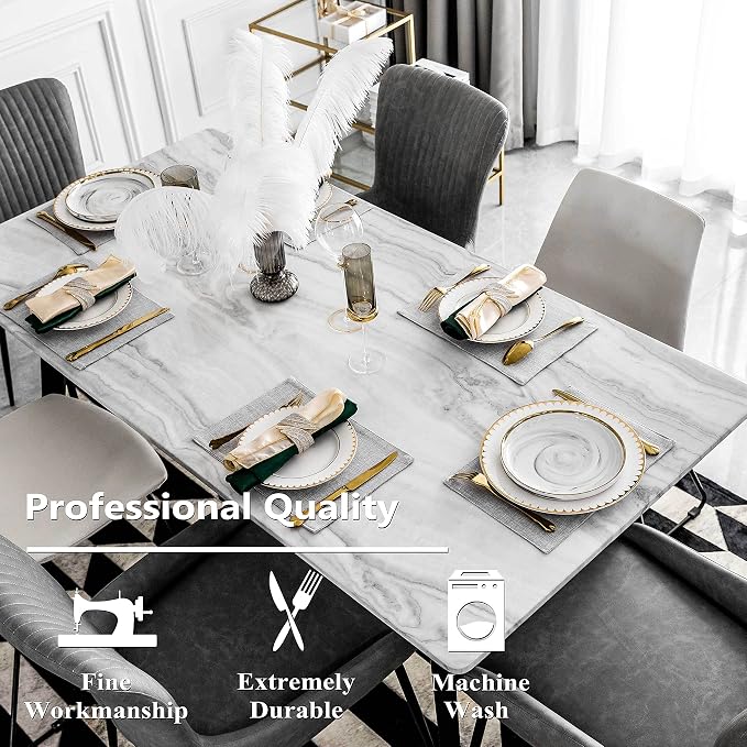 HOME BRILLIANT Cloth Placemats Set of 4 Heat Resistant Washable Plate Mats Placemats for Parties Buffet Dinner Coasters Party Dinner Decor, 13 x 19 inches, Light Grey