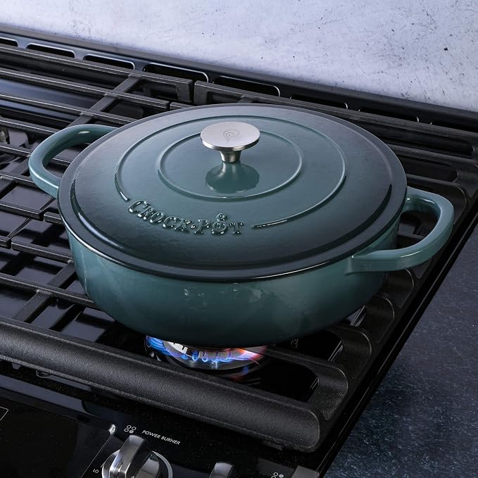 Crock-Pot Crock Pot Artisan Enameled Cast Iron Braiser W/Lid, 5 Quart, Slate Gray (Pack of 2)