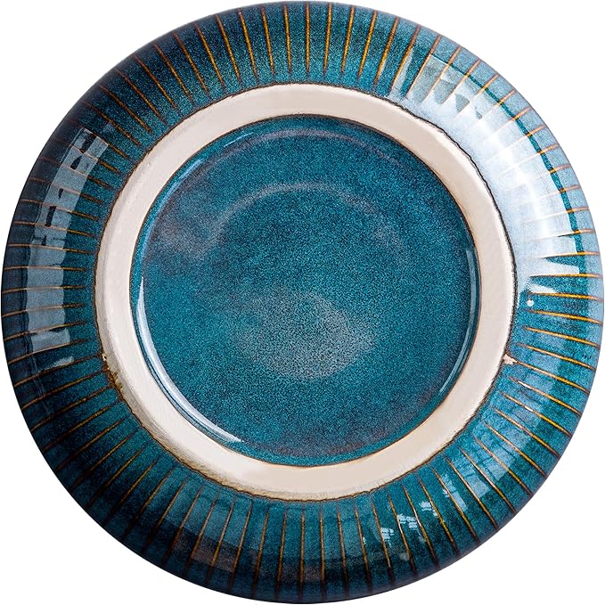 CSYY Salad Bowl 66 Oz, 8" Large Soup Bowls, Porcelain Round Serving Bowl Blue Decorative Bowl for Salad, Chip, Cereal, Fruits and Pasta (1pc)