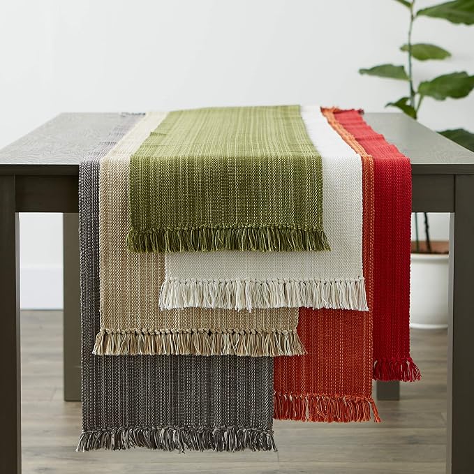 DII Variegated Tabletop Collection, Table Runner3x108, Tango Red