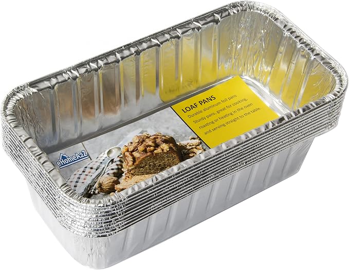 Disposable Aluminum Loaf Pans 2lb for Baking, Serving and Storing - Heat Resistant Disposable Bread Loaf Pan Ideal for Hot/Cold Foods, Freezer & Oven Safe (10 Pack)